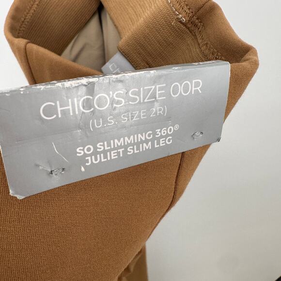 CHICOS NWT Juliet Slim Leg Pull on Elastic Waist Pants in Brown Khaki // 2 - Picture 7 of 13